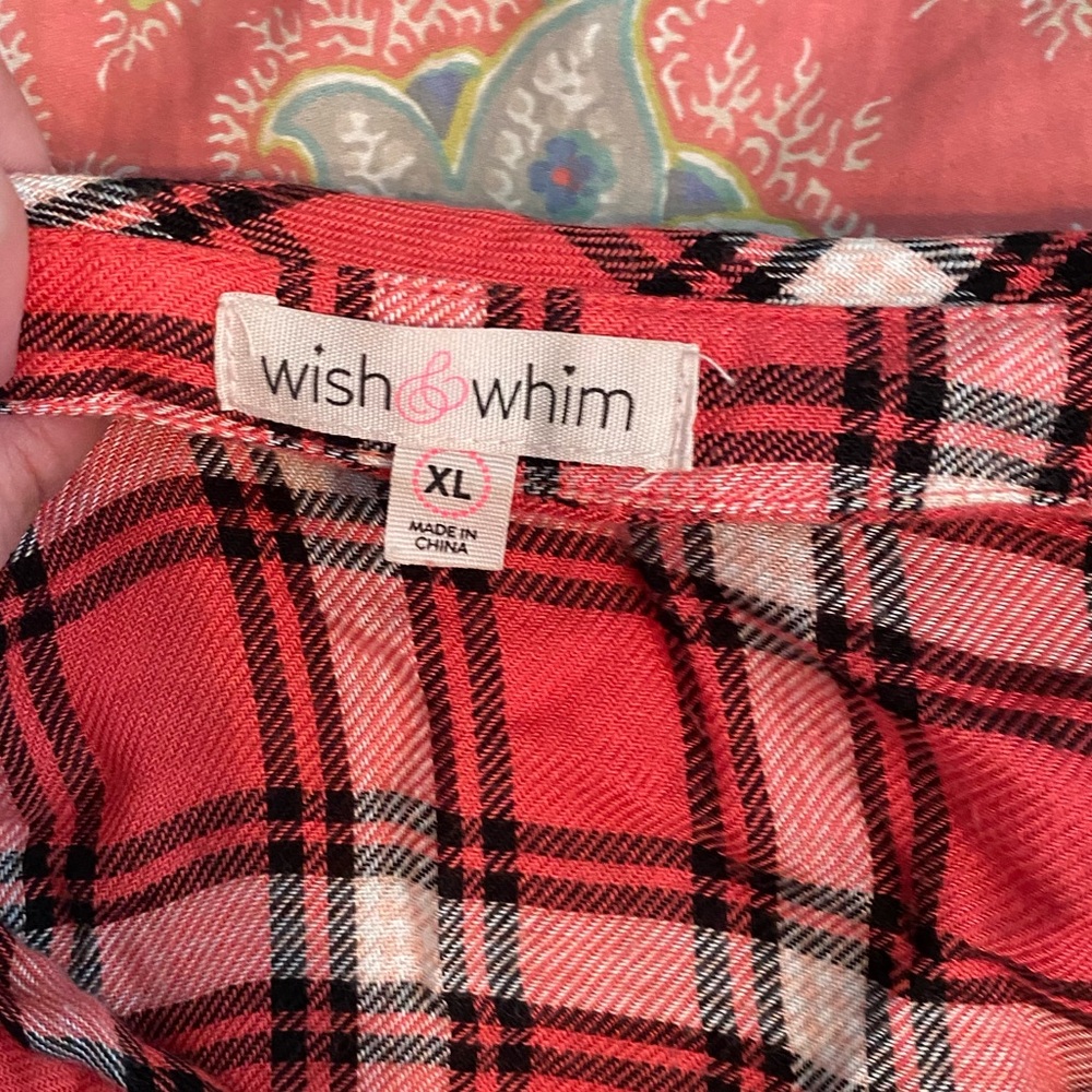 Long red plaid shirt